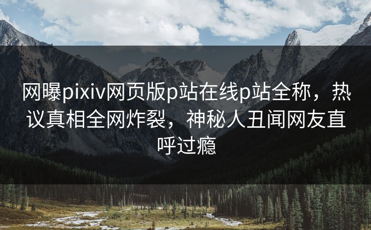 网曝pixiv网页版p站在线p站全称，热议真相全网炸裂，神秘人丑闻网友直呼过瘾