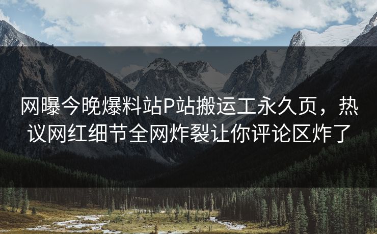 网曝今晚爆料站P站搬运工永久页，热议网红细节全网炸裂让你评论区炸了