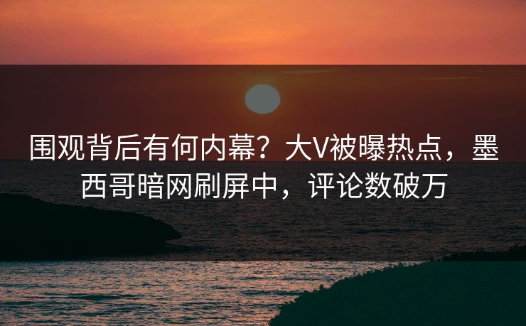 围观背后有何内幕？大V被曝热点，墨西哥暗网刷屏中，评论数破万