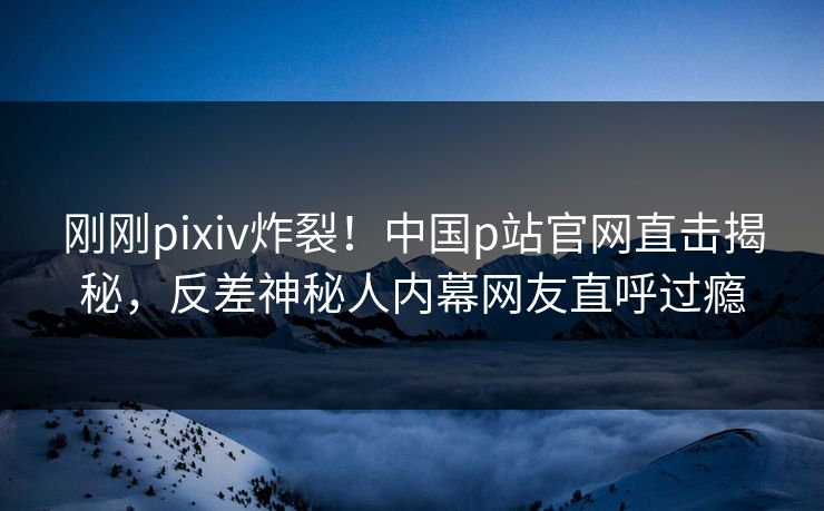 刚刚pixiv炸裂！中国p站官网直击揭秘，反差神秘人内幕网友直呼过瘾
