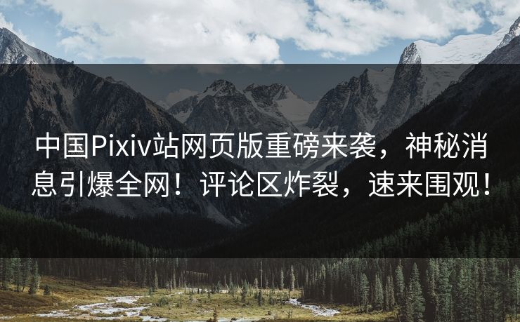 中国Pixiv站网页版重磅来袭，神秘消息引爆全网！评论区炸裂，速来围观！
