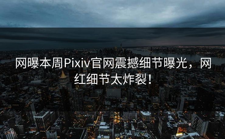 网曝本周Pixiv官网震撼细节曝光，网红细节太炸裂！
