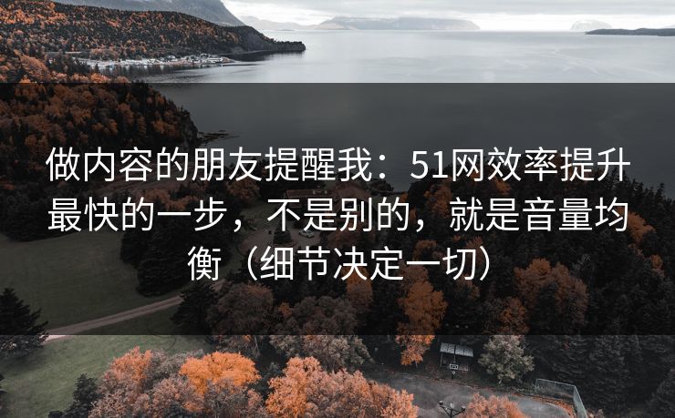 做内容的朋友提醒我：51网效率提升最快的一步，不是别的，就是音量均衡（细节决定一切）
